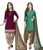 Combo printed crepe salwar with dupatta (combo of 2)