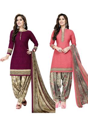 Combo Printed Crepe Salwar With Dupatta (Combo Of 2) 1