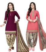 Combo Printed Crepe Salwar With Dupatta (Combo Of 2)