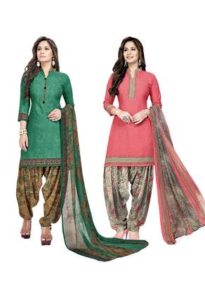 Combo Printed Crepe Salwar With Dupatta (Combo Of 2) 1