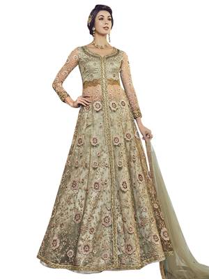 Green embroidered net salwar 1