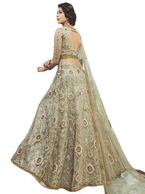 Green embroidered net salwar 2