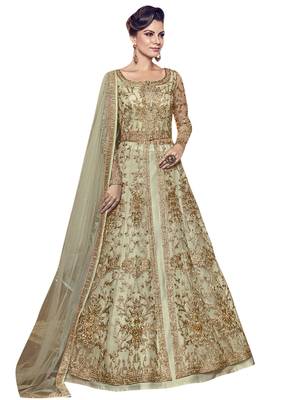 Green embroidered net salwar 1
