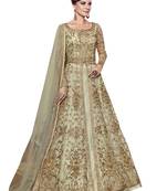 Green embroidered net salwar