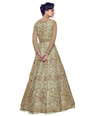 Green embroidered net salwar 2