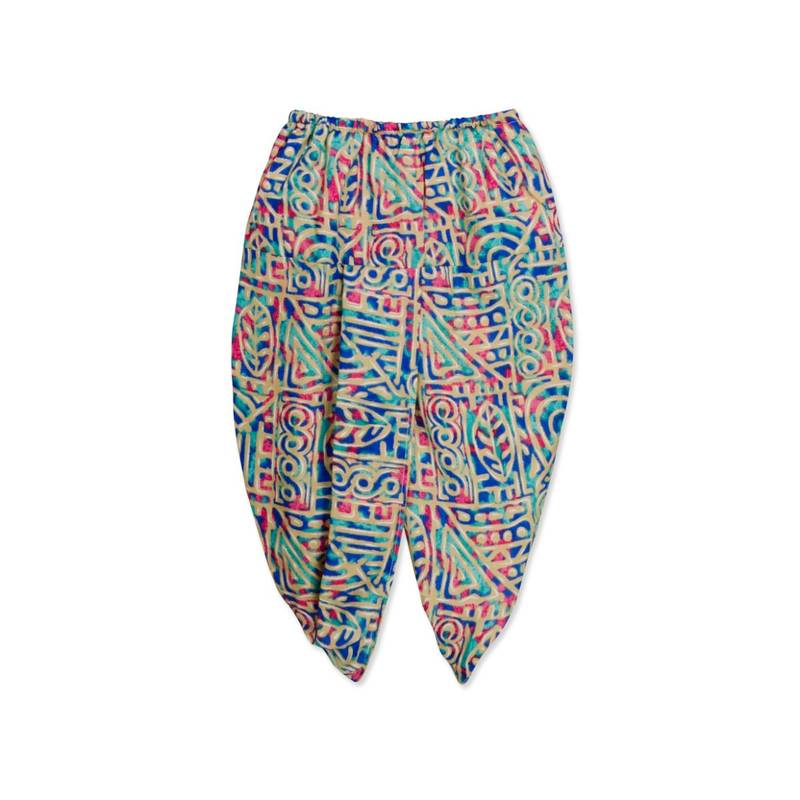 blue printed dupion silk stitched boys dhoti kurta