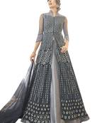 Grey embroidered net salwar