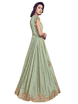 Green embroidered raw silk salwar 2