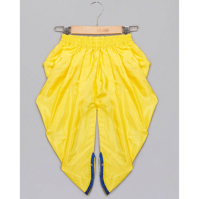 blue woven taffeta top with dhoti for girls