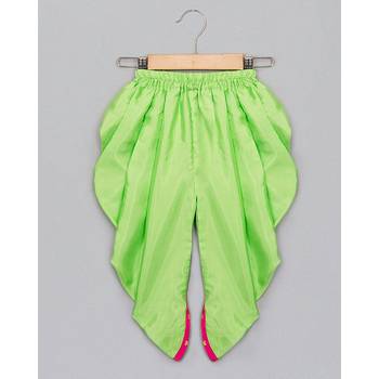 pink woven taffeta top with dhoti for girls 4