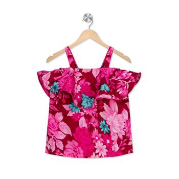 pink printed crepe stitched kids tops 2