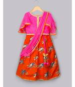 orange printed art_silk stitched kids-lehenga-choli