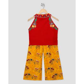 red embroidered cotton stitched kids tops 1
