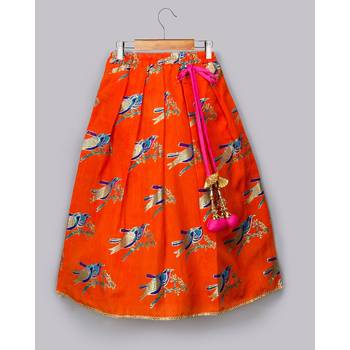 orange printed art_silk stitched kids-lehenga-choli 4