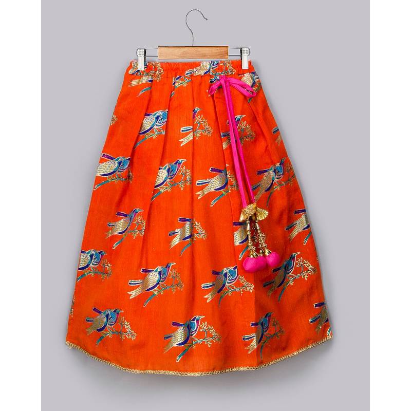 orange printed art_silk stitched kids-lehenga-choli