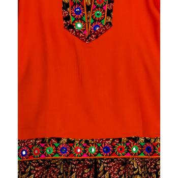 orange embroidered cotton stitched kids tops 5