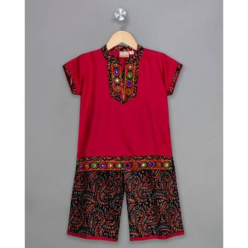pink embroidered cotton stitched kids tops 1