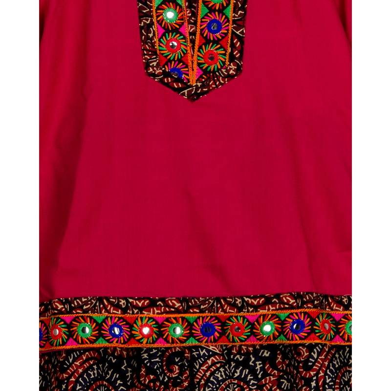 pink embroidered cotton stitched kids tops