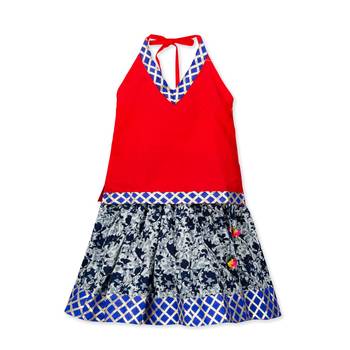 red printed cotton stitched kids tops 1