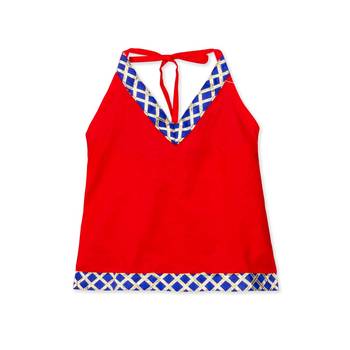 red printed cotton stitched kids tops 4