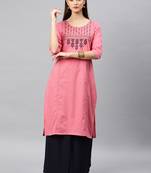 Pink printed rayon kurta