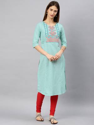 Blue plain rayon kurta 1