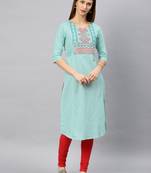 Blue plain rayon kurta
