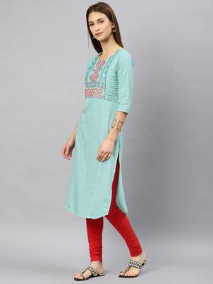 Blue plain rayon kurta 3