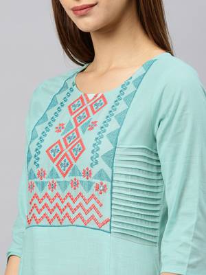 Blue plain rayon kurta 4