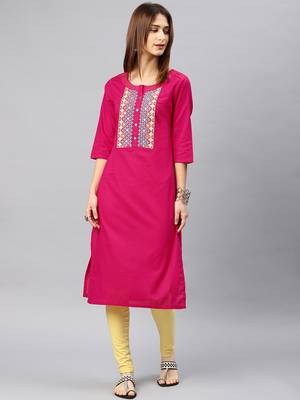 Pink plain rayon kurta 1