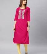 Pink plain rayon kurta