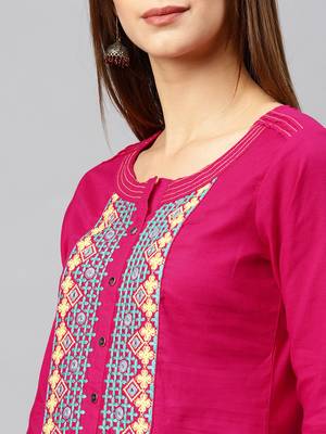 Pink plain rayon kurta 4