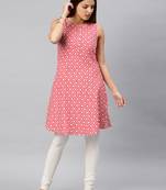 Red printed cotton kurta