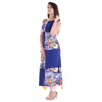 Blue printed cotton kurti 1