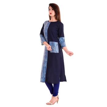 Blue printed cotton kurti 1