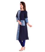 Blue printed cotton kurti