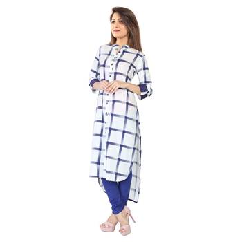 White block print cotton kurti 1