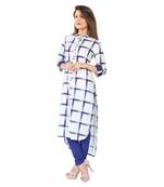 White block print cotton kurti