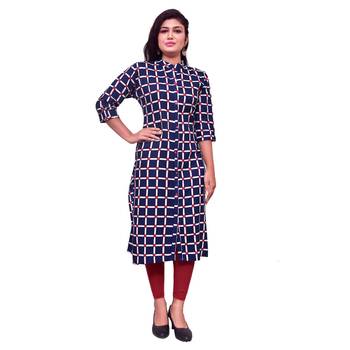 Blue block print cotton kurti 1