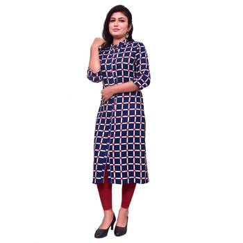 Blue block print cotton kurti 2
