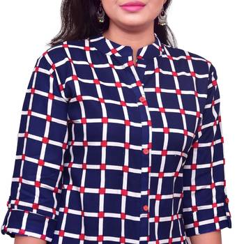 Blue block print cotton kurti 4