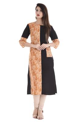 Orange printed cotton kurti 1