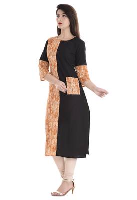 Orange printed cotton kurti 2