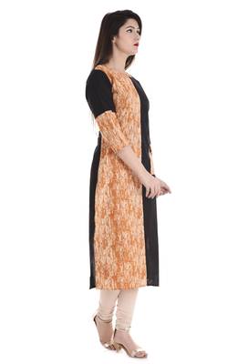 Orange printed cotton kurti 3