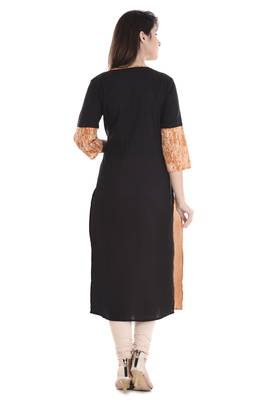 Orange printed cotton kurti 4