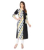 Black printed cotton kurti