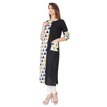 Black printed cotton kurti 3