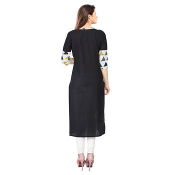 Black printed cotton kurti 4