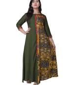 Green printed cotton kurti