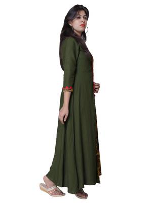 Green printed cotton kurti 2